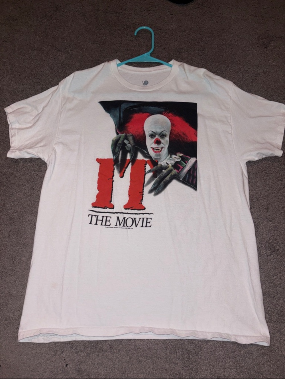 White Graphic Horror Movie T-Shirt with Red Accents